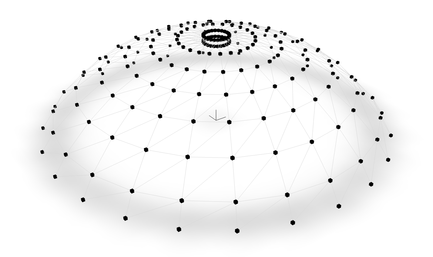 3D rendering of the 600-bar truss model.